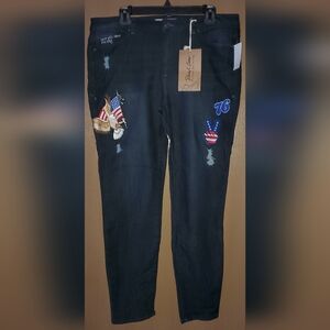 Sheryl Crow women's Dark Blue Embroidery Jeans